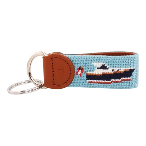 Image of Leather Hand-Stitched Needlepoint Key Fob or Key Chain