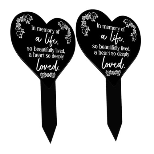 FONDOTIN 2pezzi Targhe Commemorative Forma Di Cuore Decorativi Per Cimitero Cartelli Inseribili Decorazioni Per Tombe Realizzate in Acrilico