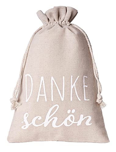 1 Geschenksäckchen - Leinensäckchen mit Text Geburtstag Hochzeit Weihnachten Geschenkverpackung für viele Anlässe - 40x30 cm -(Danke schön)