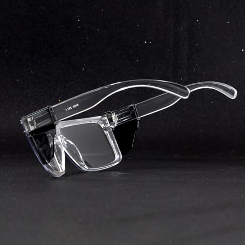 Image of Offray UV400Transition Photochromic Safety Glases Light to Dark Grey Lenses ANSI Z87 Impact Approved Wraparound Style Frame (Clear)