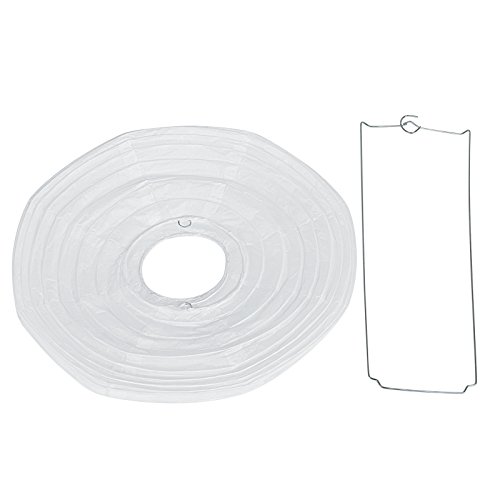 Lampenschirm Rund Weiß Papier Laterne Classic Bamboo Style Gerippter Lampenschirm Deko für Party Garten Hochzeit Dekoration (30 cm, 12)