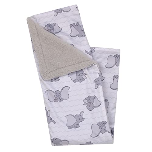 Image of Disney Dumbo Gray and White Super Soft Sherpa Baby Blanket and Security Blanket 2-Piece Set