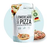 Lower-Carb Pizza Backmischung für 2 Pizzaböden oder 1 Pizzablech | 90% weniger Kohlenhydrate | Glutenfrei, 29g Vegan Protein, mit Mandelmehl Flohsamenschalen & Leinsamen, keto, Organic Workout