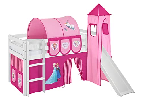 Lilokids Spielbett Jelle Eiskönigin, Hochbett mit Turm, Rutsche und Vorhang Kinderbett, Holz, rosa, 208 x 98 x 113 cm Cover
