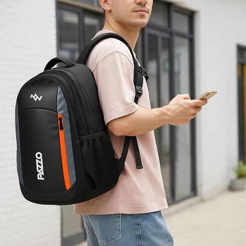 Lunar's Luxur 40L Laptop Backpack Black Black-Grey-Orange - Image 6