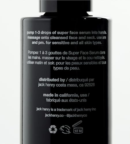 Jack Henry Super Face Serum – Anti Aging Facial Serum with Snow Mushroom, Orange Stem Cells, and Hyaluronic Acid – Hydrating Daily Facial Serum for Men and Women – 1 fl oz
