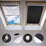 Johgee Roof Window Roller Blind, Thermal Sun Protection, Silver Coating, Blackout Roller Blind for VELUX Roof Windows GGU GGL GPU GPL GHU GHL GTU GTL GXU GXL (No Drilling with Suction Cups, Size 60 x