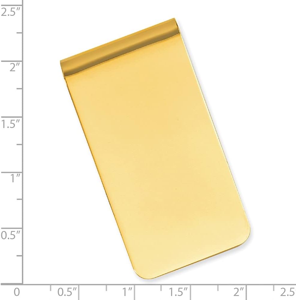 Diamond2Deal Gold-Plated Kelly Waters Polished Rectangle Money Clip (Length: 25 mm|Width: 50mm)