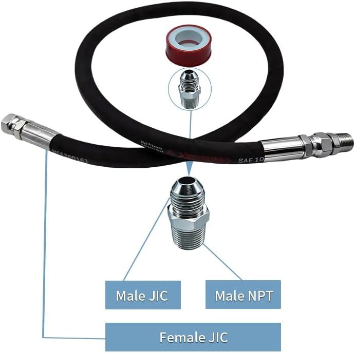 Industrial grade Hydraulic Hose 1/2" NPT Male x 84" Length,High Pressure Hose With Both Sides 360°Swivel Fittings,5800 PSI&250°F High Temp & Pressure Resistance for Hydraulic Systems