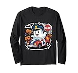 Lustige Halloween-Polizei – Geister-Cop fährt gruseliges Patrouillenauto Langarmshirt
