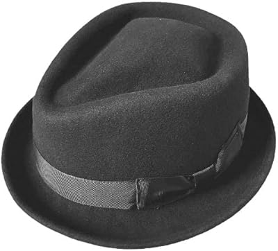 Aoleaky Black and Brown Wool Felt Trilby Fedora Hat Black M