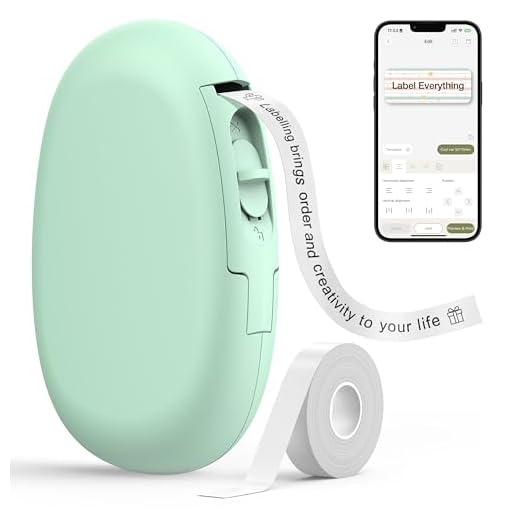 SUPVAN E10 Bluetooth Label Maker Machine with Tape, Continuous Waterproof Label, Versatile App with 35 Fonts and 1k+ Icons, Inkless Labeler for Home, Kitchen, School, Office Organization, Green