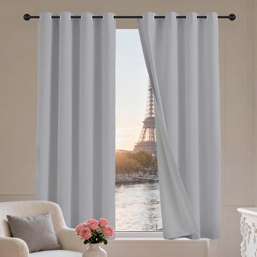 Rideau occultant de maison isolant thermique beige satiné pour chambre - 2