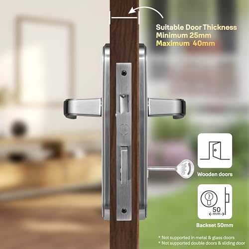 Image of Yale YECM-415-6L-SS Mortise Door Lock for Bedroom /Home /Office /Hotel Suitable for Left /Right Handed Doors | Handle Set with Plate - Six Lever, 3 Keys and Lock Body (Satin Steel)