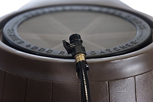 FCMP Outdoor Raincatcher, Flat-Back Rain Barrel with Spigots, 50-Gallon, Brown