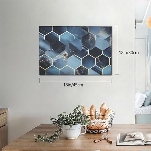 Toile murale hexagones bleus affiche résistante pour salon - 2