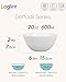 LaGlint 20 OZ Max White Opal Glass Cereal Bowl Set of 6, 6 inch Dishwasher & Microwave Safe Round Ribbed Bowls for Kitchen, Salad, Soup and Rice