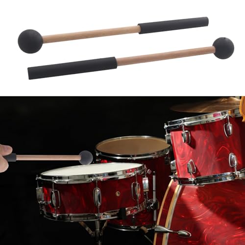 2 piezas de baquetas etéreas pequeñas para batería, con cabeza redonda y mango de madera, accesorio para percusión miniatura 5