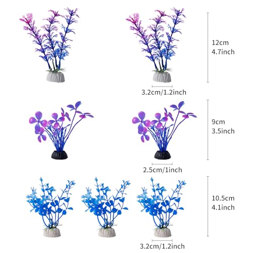 COMSUN 25 Pack Artificial Aquarium Plants, Small Size 4 inch Approximate Height Fish Tank Decorations Home Décor Plastic Blue by COMSUN - Image 4