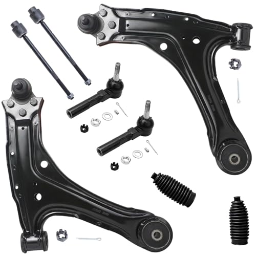 Image of Detroit Axle - 8pc Front End Suspension Kit for Chevrolet Malibu Pontiac Grand Am Olds Alero Cutlass, 2 Lower Control Arms w /Ball Joints 4 Inner & Outer Tie Rods 2 Boots Replacement