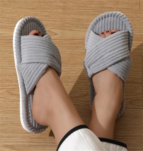 Slippers Women Memory Foam House Bedroom Corduroy Bow Crossbands Open Toe Slide Comfy Shoes Gift Indoor Outdoor4