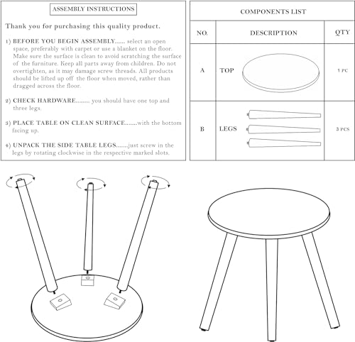 Image of WOOYNEX Wooden Table with Three Legs A Modern Round Coffee Table and Side Table for Small Spaces with Pillar, Wood Books, Magazines, and Plant Stand for Living Room Entryway Table. (Bronze)