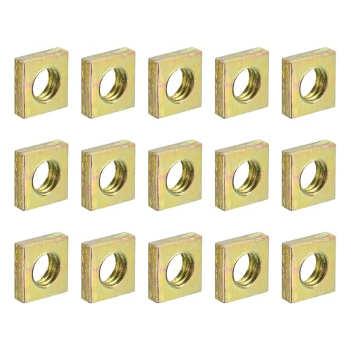 M6-1x3.2 Square Nuts, Carbon Steel Zinc Plated Coarse Thread Square Nuts Fasteners for Home Repairs and Professional Engineering (15)