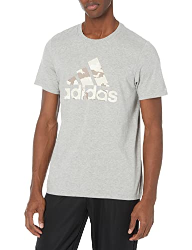 adidas Men's Camo Badge of Sport Graphic Tee, Medium Grey Heather, Small