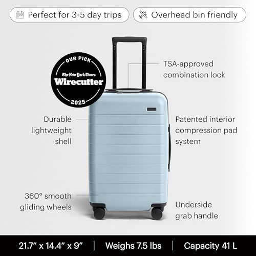 Image of Away Amazon Exclusive Carry-On Luggage - 22-Inch Lightweight Hardside Suitcase with 360 Spinner Wheels, Interior Compression System, TSA-Approved Lock - Sky Blue
