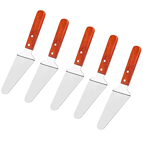 5 Pack Stainless Steel Pie Server Shovel Cake Holder Transfer Triangular Spade Spatula For Cake Baking With Wooden Handle #TOP1