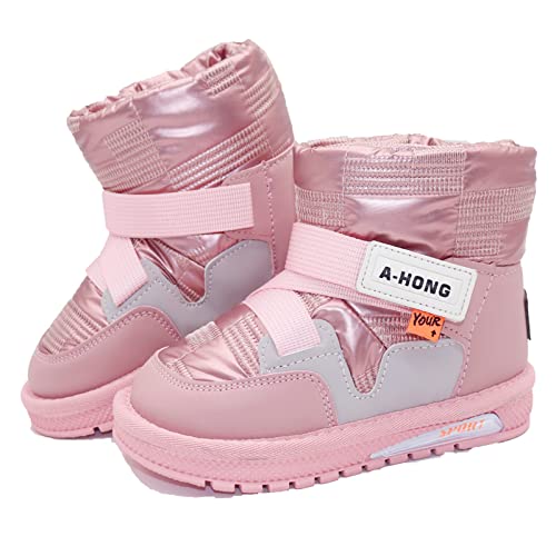 Sugmzox Boys Girls Winter Boots,Girls Boots, Winter Boots For Big Kids,Unisex-Child Snow Boots,Toddler Boots,Warm Non-Slip Lightweight Boots Pink Size 1 #TOP24