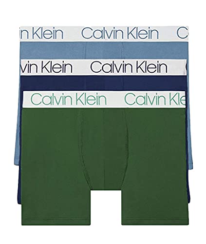 Calvin Klein Men`s Microfiber Boxer Briefs 3 Pack (Obsidian(NP2214-918)/Blue/Green, m)