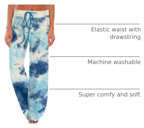 Image of NEWCOSPLAY Women's Comfy Pajama Pants Casual Drawstring Palazzo Lounge Wide Leg Pants