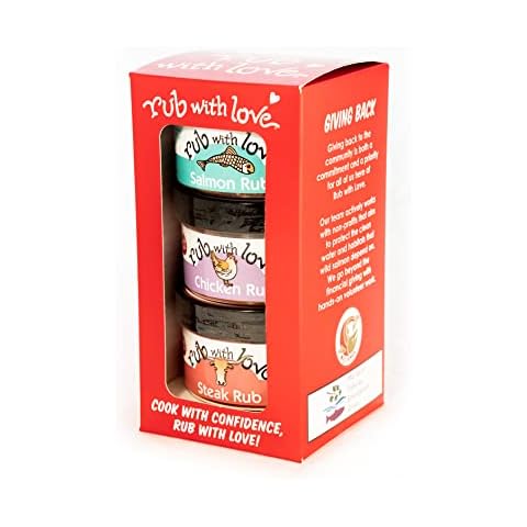 Rub with Love, Everyday Meat Rubs and Seasonings Gift Set (3 Jars) Grilling and BBQ Spices for Salmon, Chicken, and Steak Cover