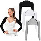 3 Pcs Women Bolero Shrugs Long Sleeve Cropped Cardigan Open Front Ballet Shrug Shoulder Shrug Arm Sl