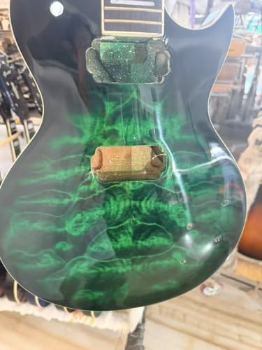 Image of Grote Electric Guitar Solid Body LPYS-006 Maple Neck Ideal for All Levels with Gigbag (Moss Green)