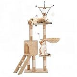 Raganet, Árbol Trepador y Rascador para Gatos, Torre de Actividades de Varios Niveles, Castillo con Escaleras, Hamaca,...
