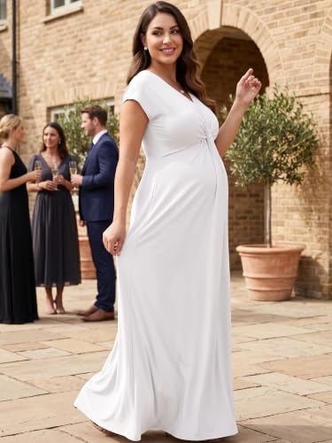 Image of KOH KOH Womens Long Flowy Cap Sleeve Empire Waist Cocktail Maxi Dress Gown