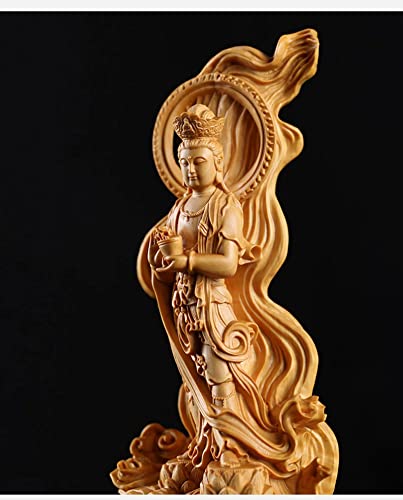 Estatua Buddha Guan Yin de Madera Tallada a Mano miniatura 4
