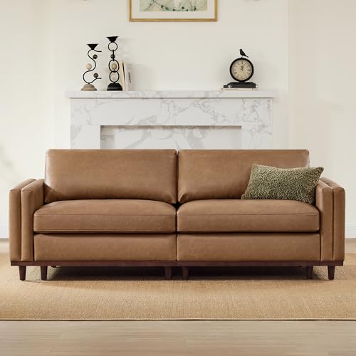 Image of CHITA 83 inch Super Large Sectional Modular Sofa, Loveseat, Faux Leather, Camel