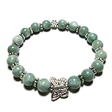 Genuine Gemstone Butterfly Bracelet, 8MM Healing Crystal Bracelet, Handmade in USA, Soothing Energy Crystal Bracelet (Burmese Jade)