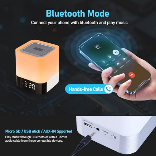 Gallstep DY28P Wireless Bluetooth Speaker For Bedroom, Night Light Alarm Clock thumb #2