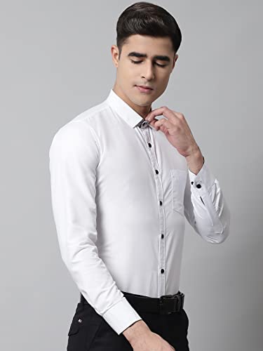 Image of Majestic Man Slim Fit Solid Cotton Blend Formal Shirt for Men