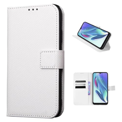 Custodia Portafoglio con Texture Tessuta Magnetica e Slot per Carte per ZTE nubia Neo 3 GT 5G a Sportello per ZTE Neo 3 GT 5G-Bianco
