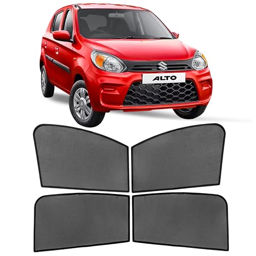 Image of AutoStory Custom Fit Black Mesh Car Sunshade for Maruti Alto 800 2012-2019 | UV & Heat Protection Car Window Curtains | Privacy Car Sun Shade | Breathable Vehicle Specific Side Window Shades