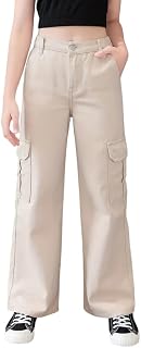 ADBUCKS Stretchable High Rise Cargo Style Wide Leg Jeans for Girls II Girls Jeans Price In India