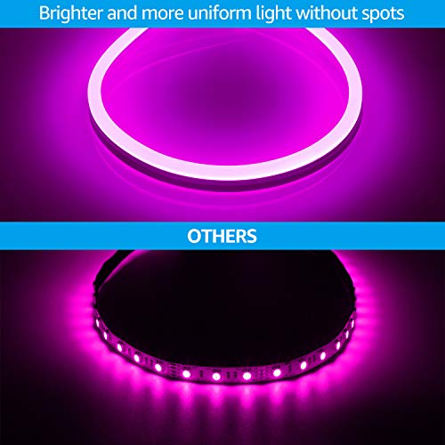 Torchstar 50Ft Led Neon Rope Lights Outdoor, Ip67 Waterproof, 120V Neon Light Strip Linkable, Ul Plug, Etl Listed Connectable Neon Lighting For Party Birthday Halloween,150Ft Max, Pink Light #TOP3