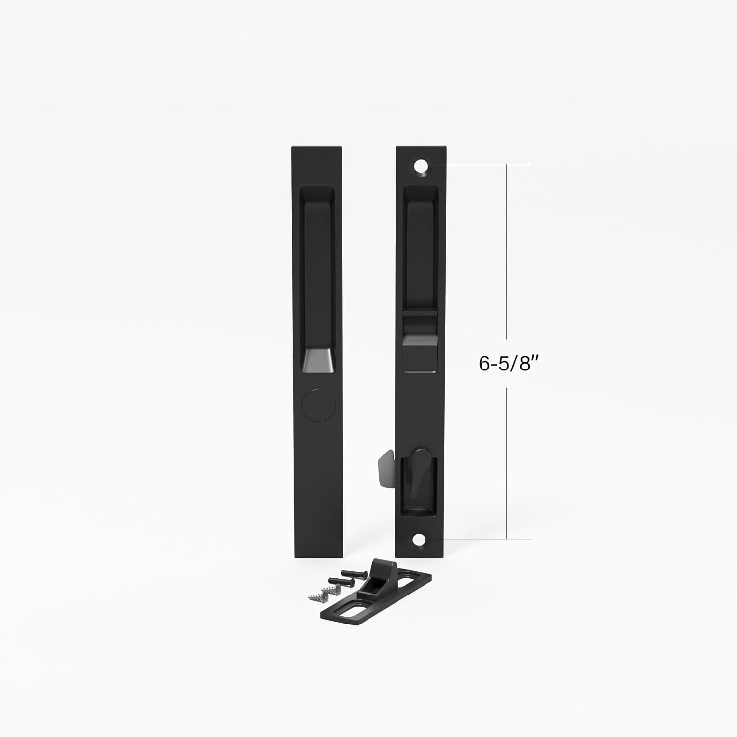 Sliding Glass Patio Door Handle Set, Flush Mount, Non-Keyed, 6-5/8" Screw Holes | Sliding Door Handle Replacement Hardware Repair Fix Sliding Door (DL-502) (Black)