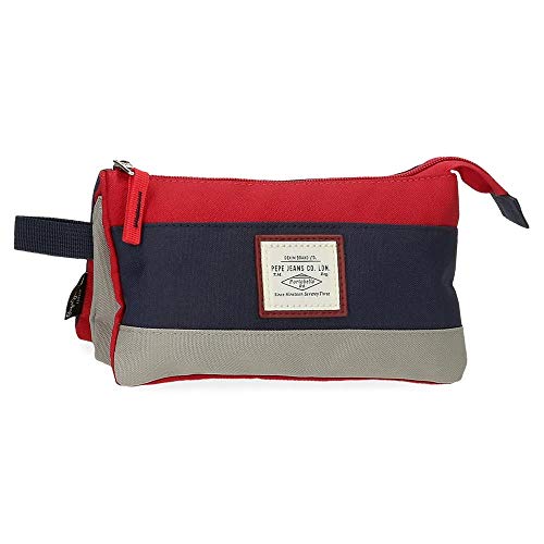 Estuche Pepe Jeans Dany Tres Compartimentos Rojo  22x12x5 cms