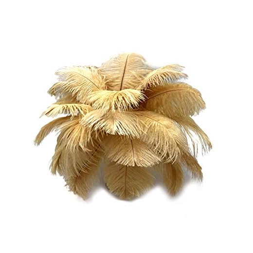 100 Pieces - 8-10" Antique Gold Ostrich Dyed Drab Body Wholesale Feathers (Bulk) Party Centerpiece Wedding Gatsby | Moonlight Feather